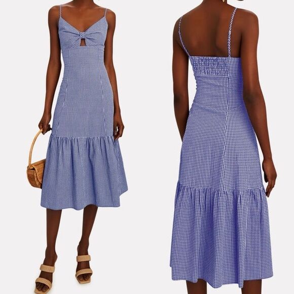 Maeve Dresses & Skirts - NWT RAILS Maeve Fluted Seersucker Womens Navy Gingham Midi Dress size Medium